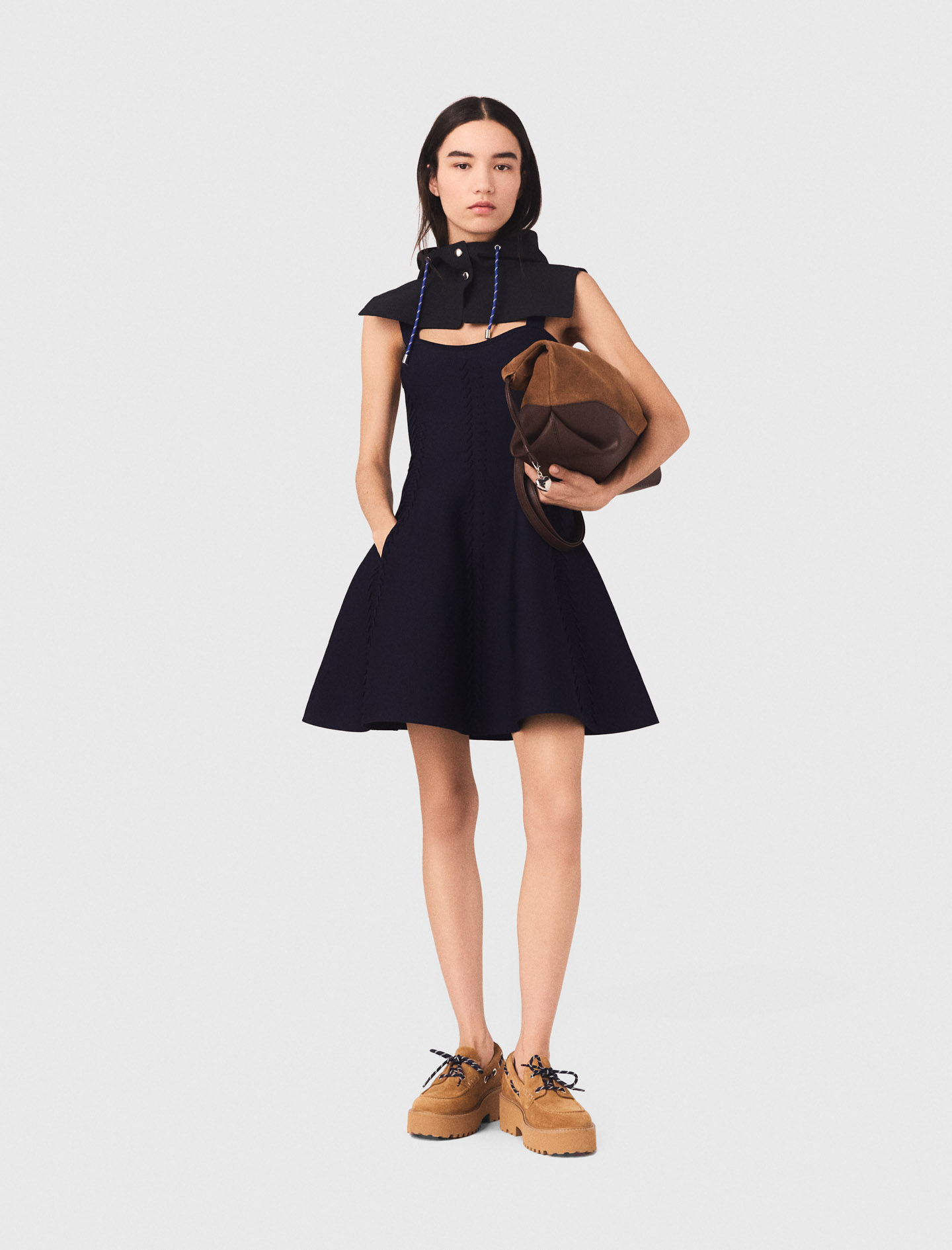 Vestido Skater Corto De Punto - Azul Marino - Talla 42 - Maje