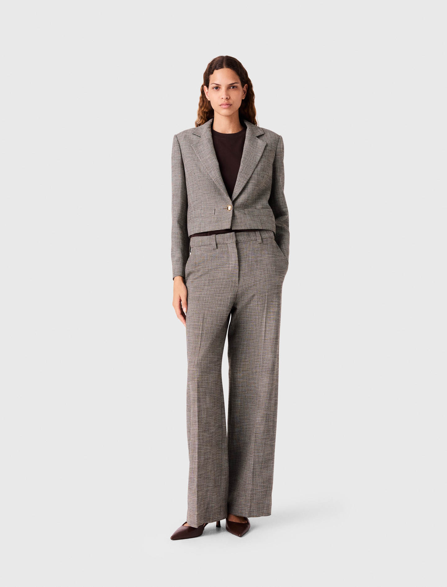 Pantalón Sastre De Cuadros - Marrón - Talla 34 - Maje