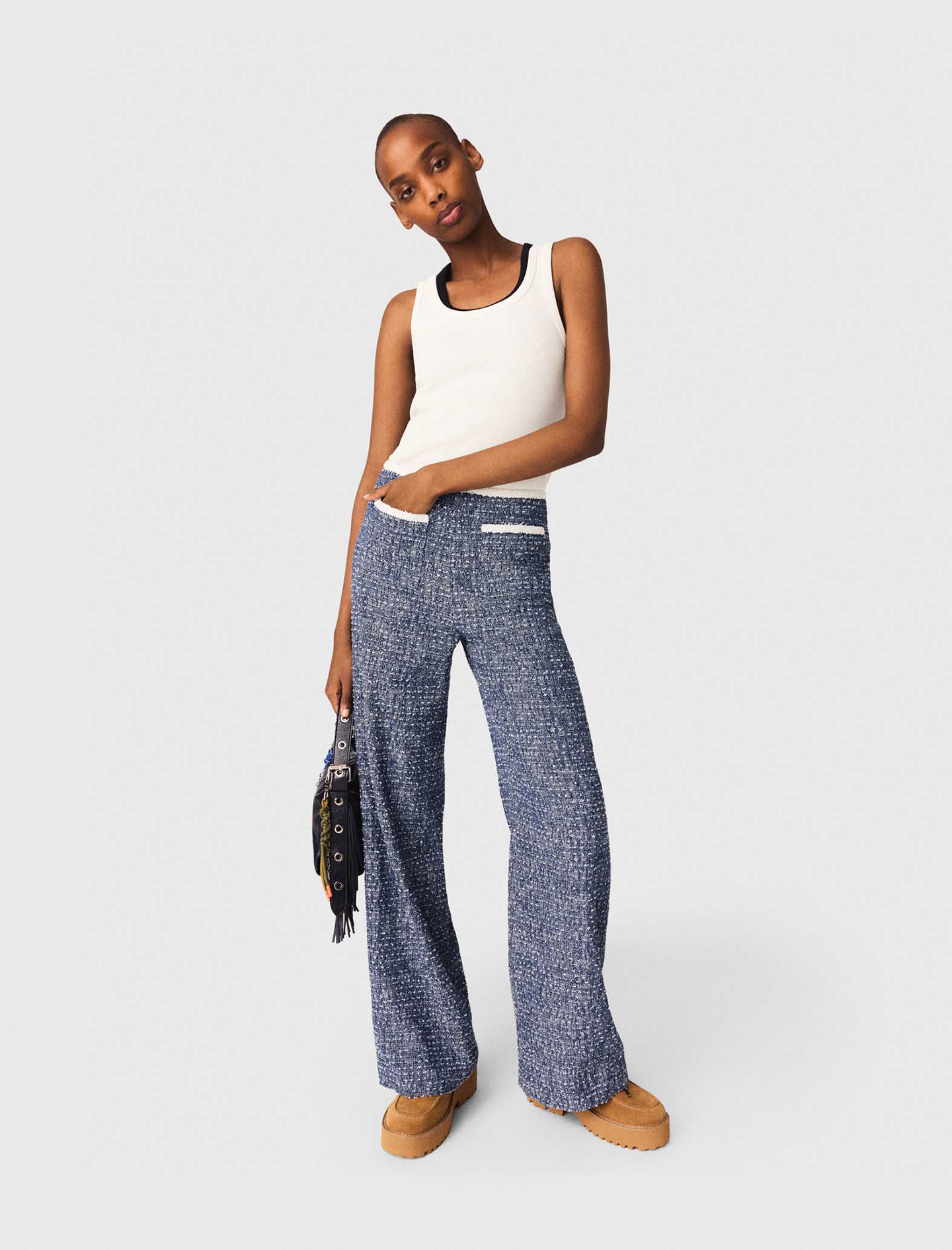 Pantalón De Tweed - Azul Marino - Talla 40 - Maje