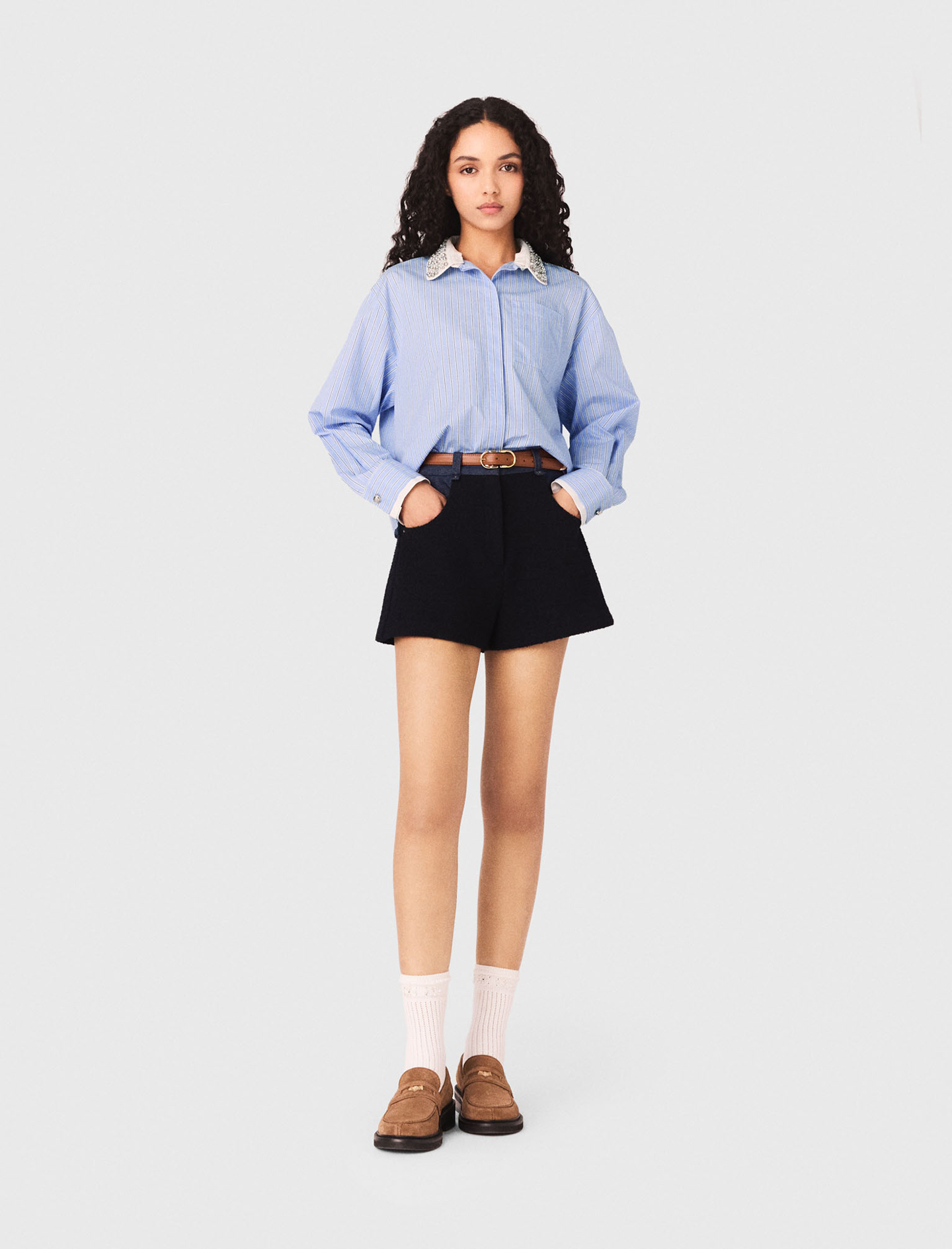 Camisa Con Cuello Joya Desmontable - Celeste - Talla 1 - Maje