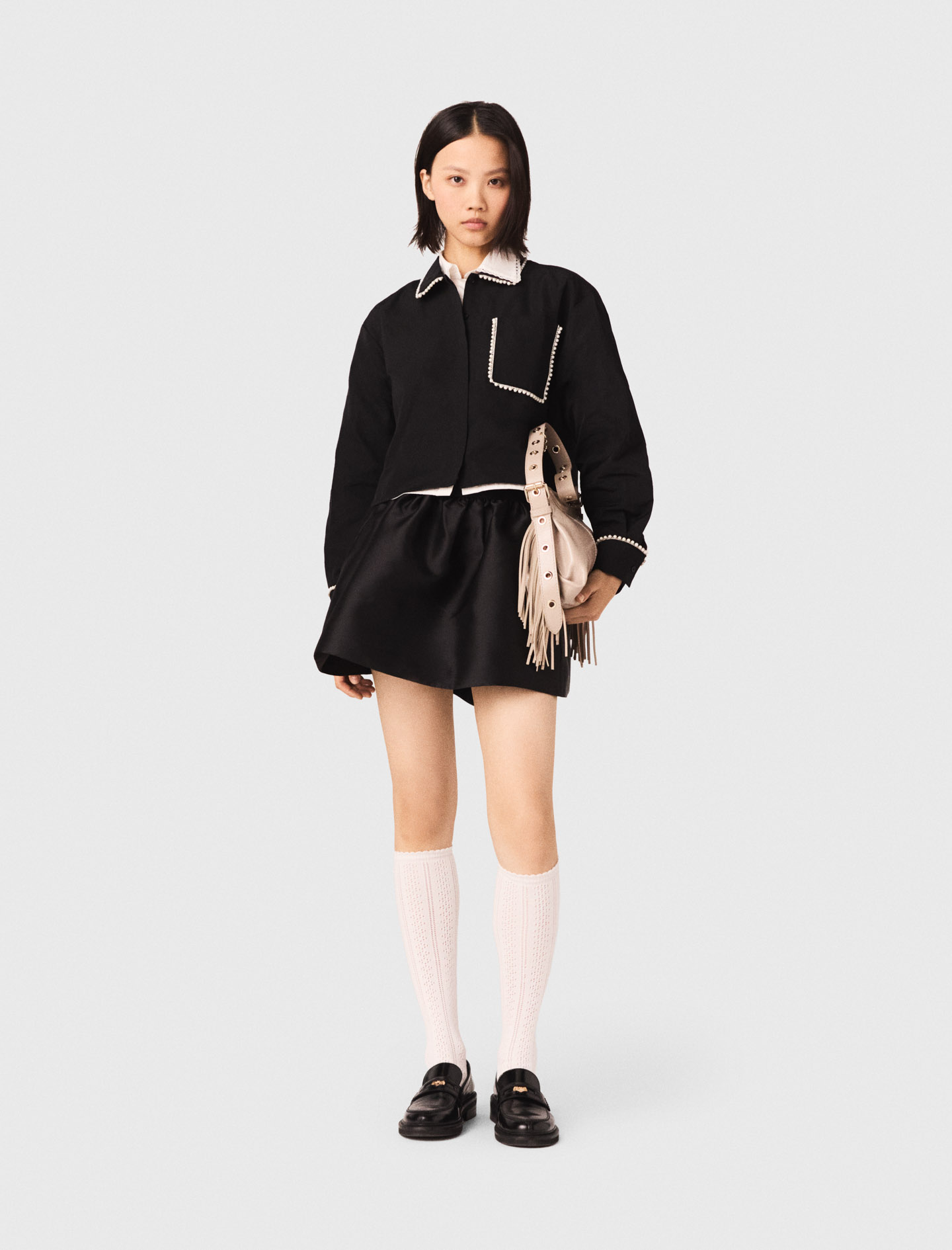 Camisa De Tafetán - Negro - Talla 2 - Maje