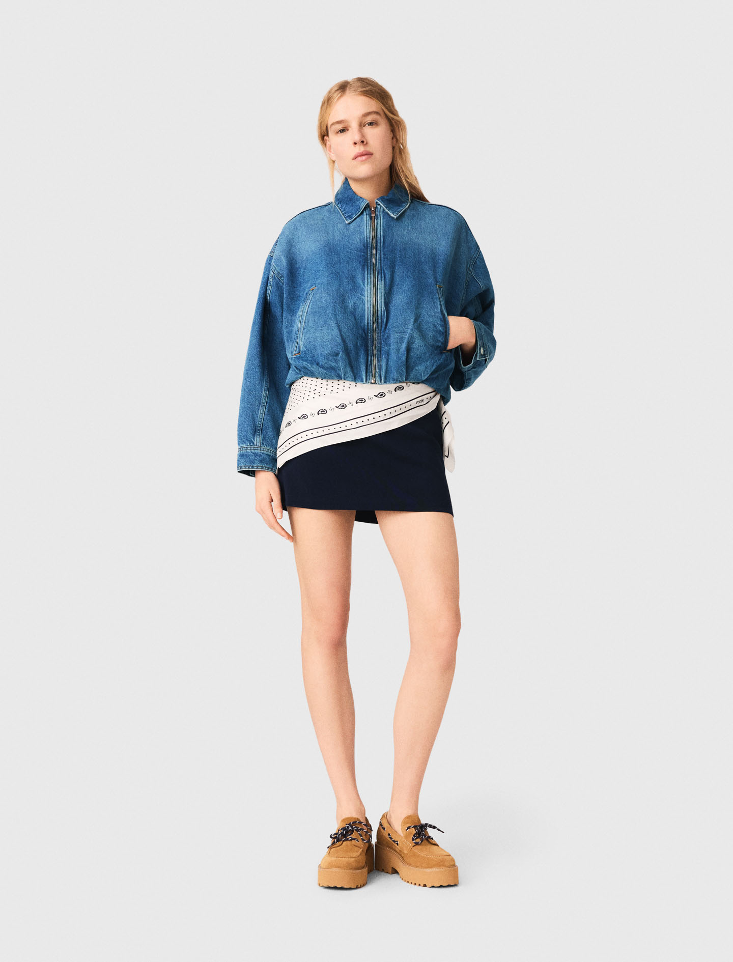 Cazadora Bomber De Denim - Azul - Talla 1 - Maje