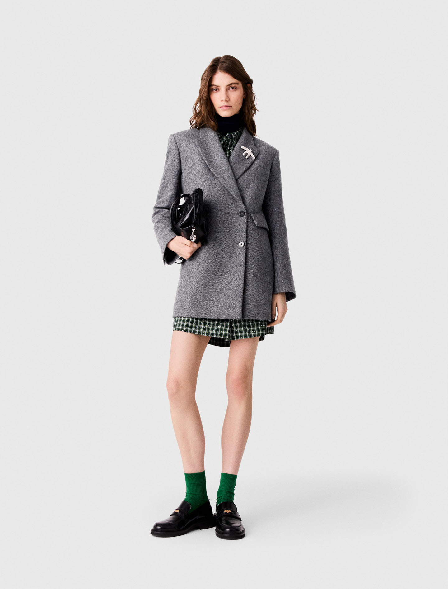 Abrigo Midi De Mezcla De Lana - Gris - Talla 34 - Maje