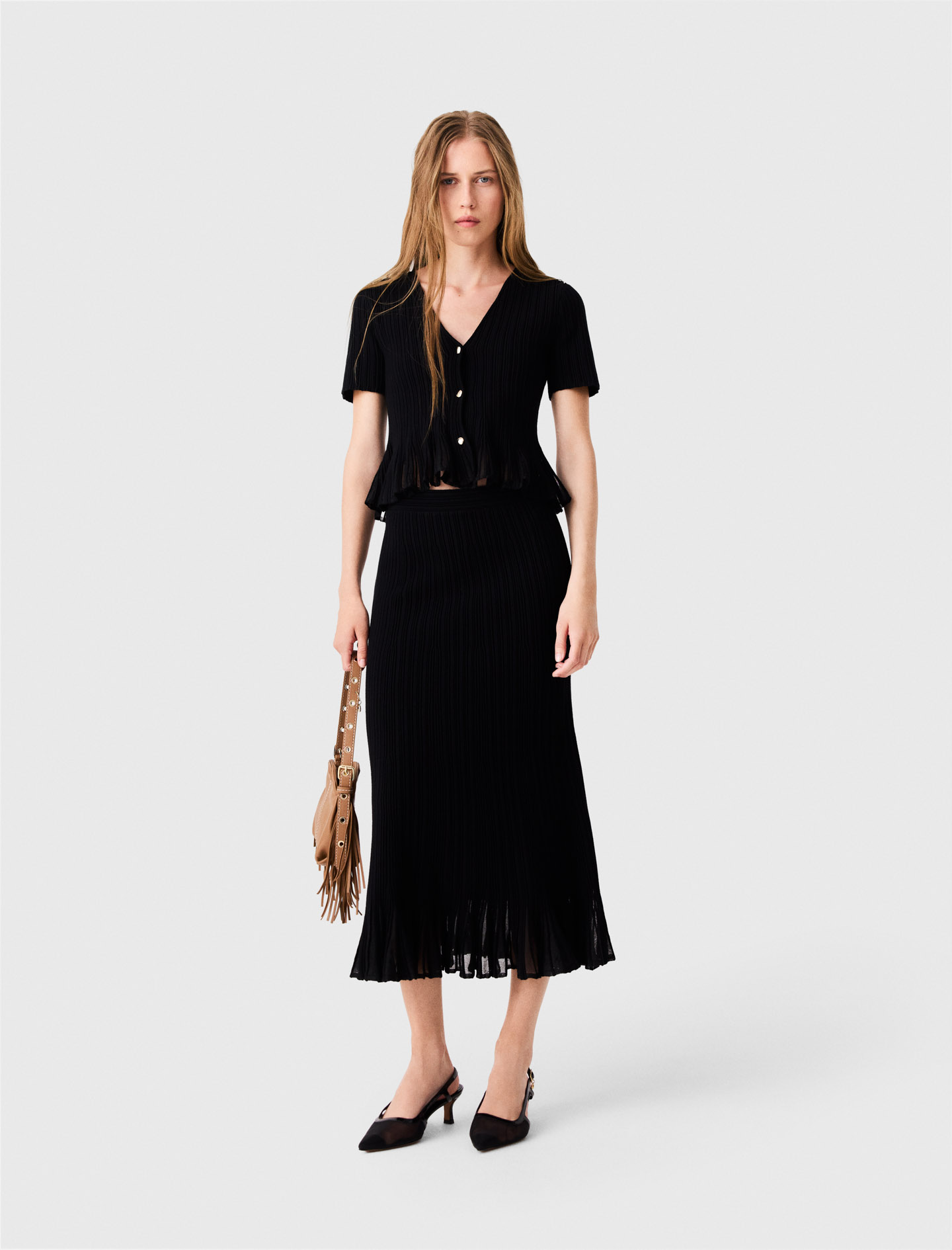 Cárdigan Peplum - Negro - Talla 0 - Maje