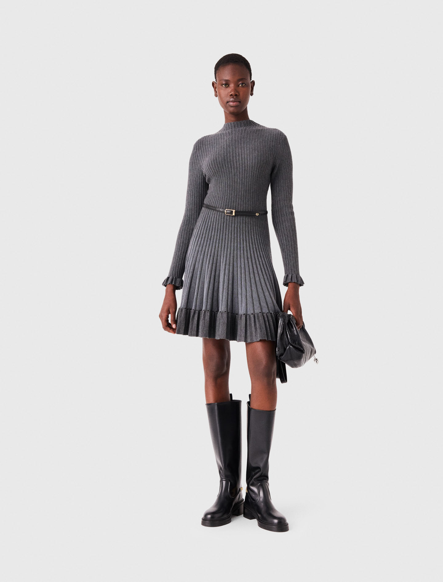 Vestido Corto De Punto Degradado - Gris - Talla 38 - Maje