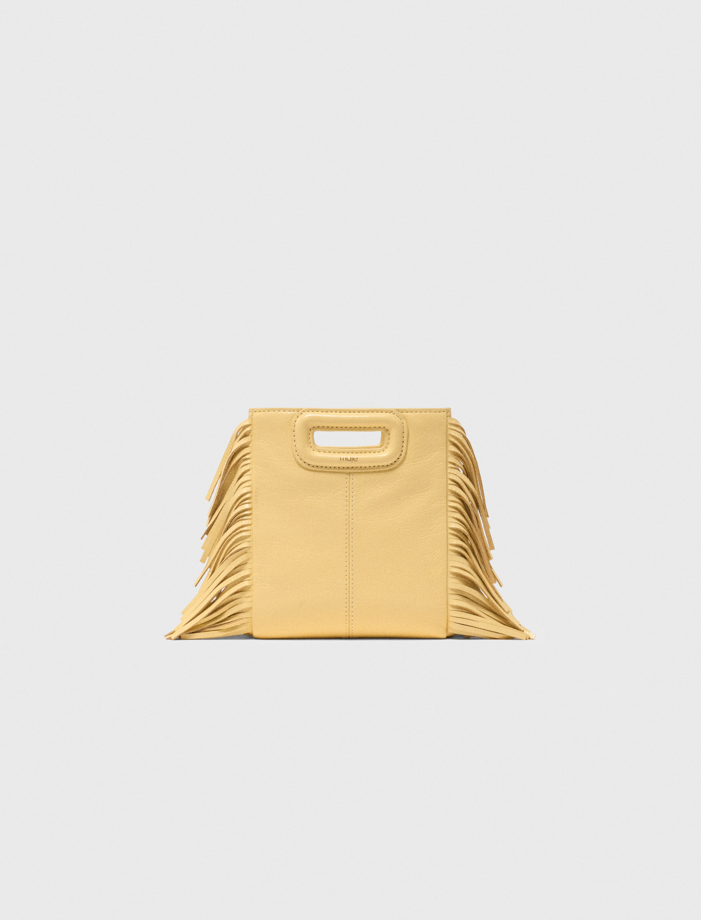 Bolso M Mini Cuero Craquelado Mate - Amarillo Pálido - Maje
