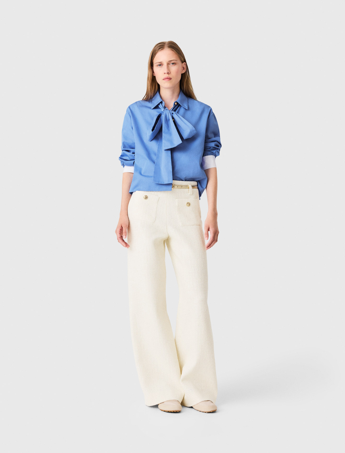 Pantalón Tweed Lurex - Crudo - Talla 34 - Maje
