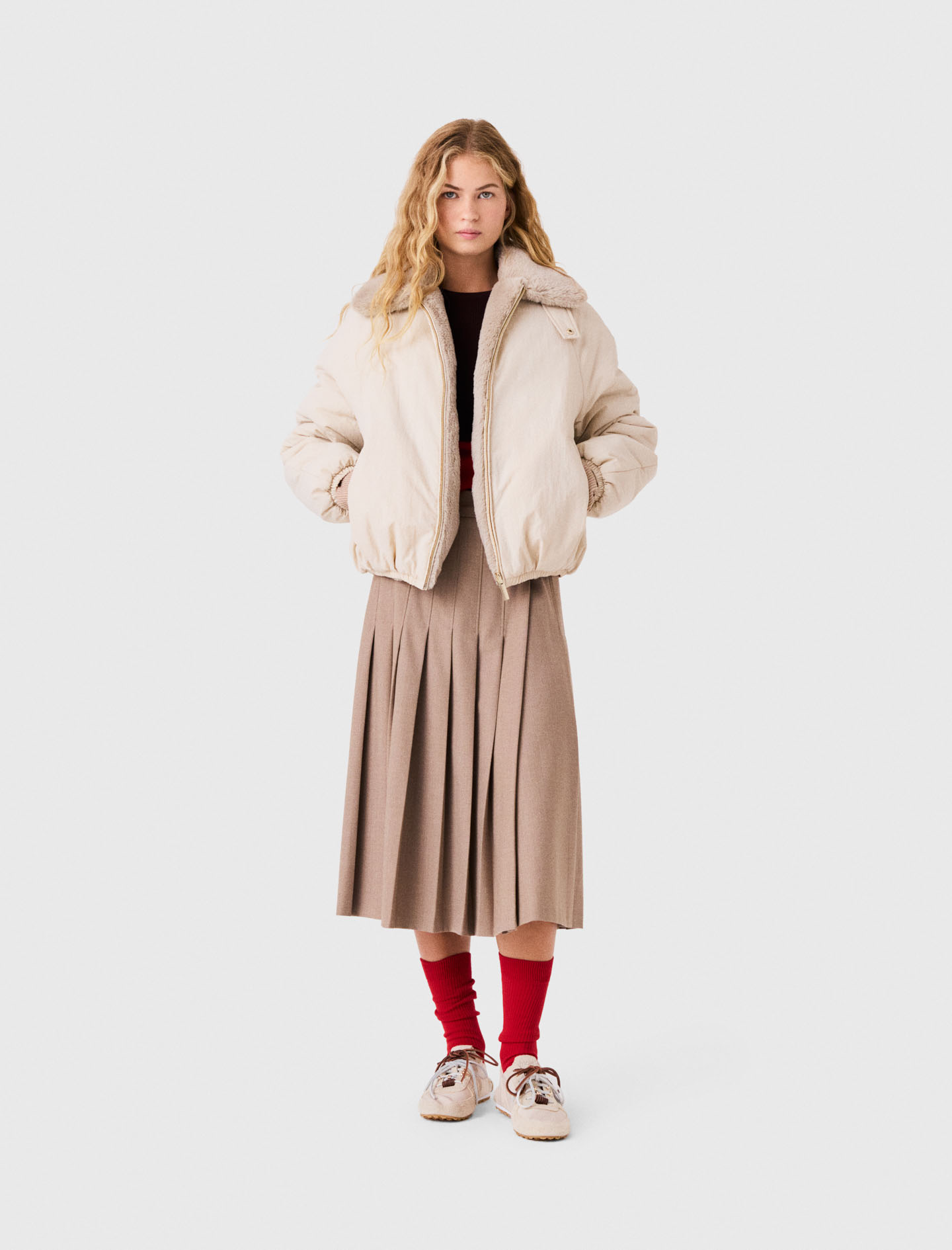 Plumífero Reversible Pelo Sintético - Beige - Talla 42 - Maje