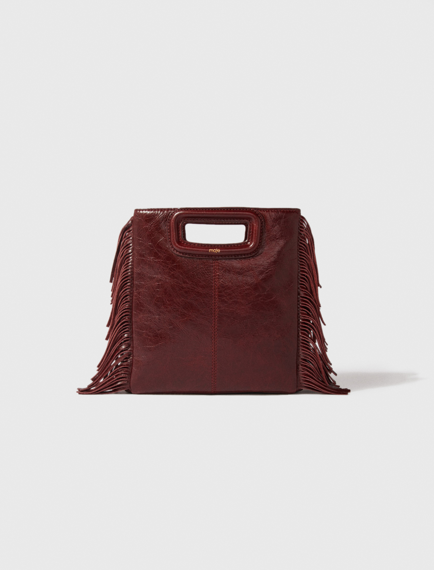Bolso M De Cuero Agrietado - Burdeos - Maje