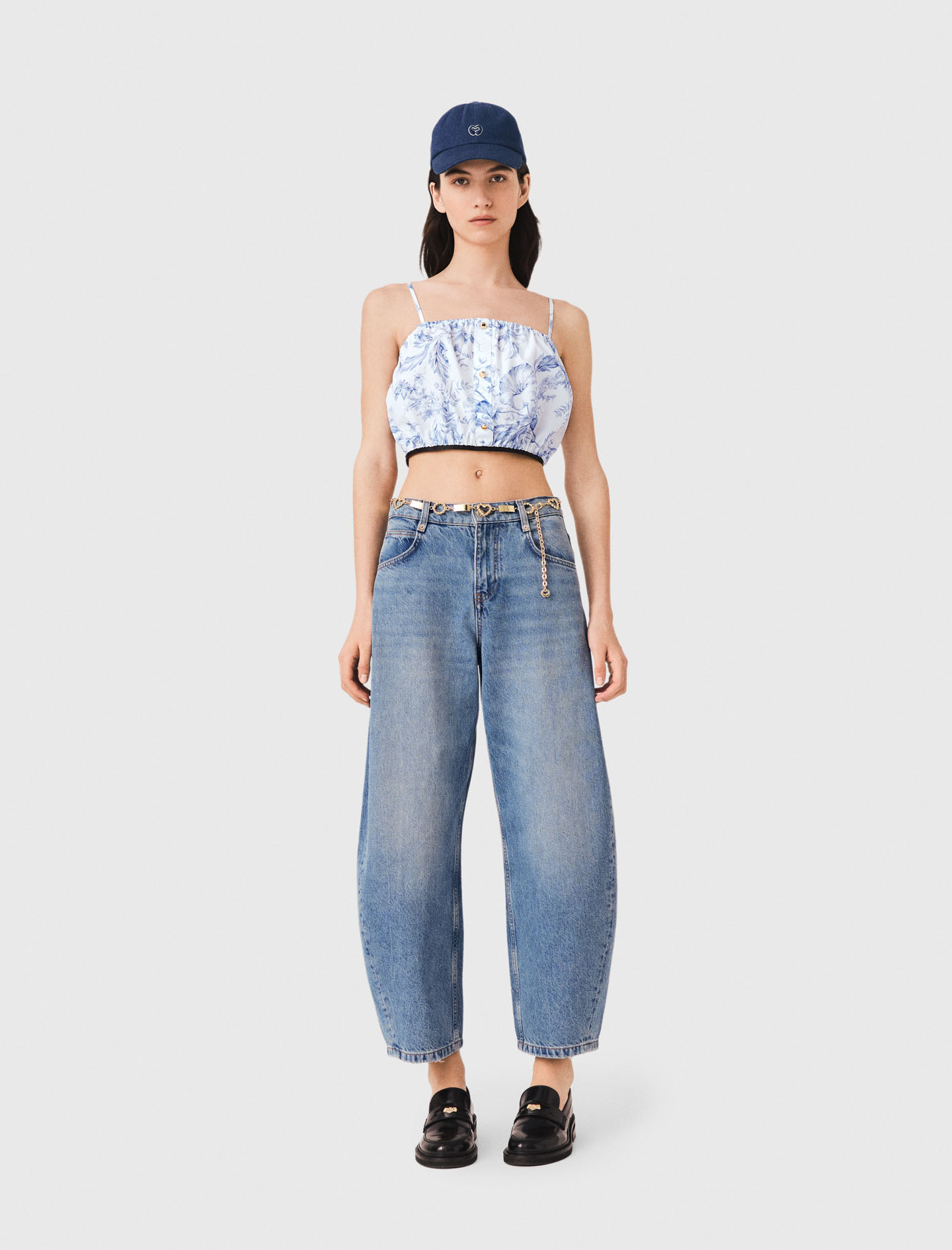 Top De Tirantes Estampado - Bleu Ciel Grosses Fleurs Print - Talla 0 - Maje