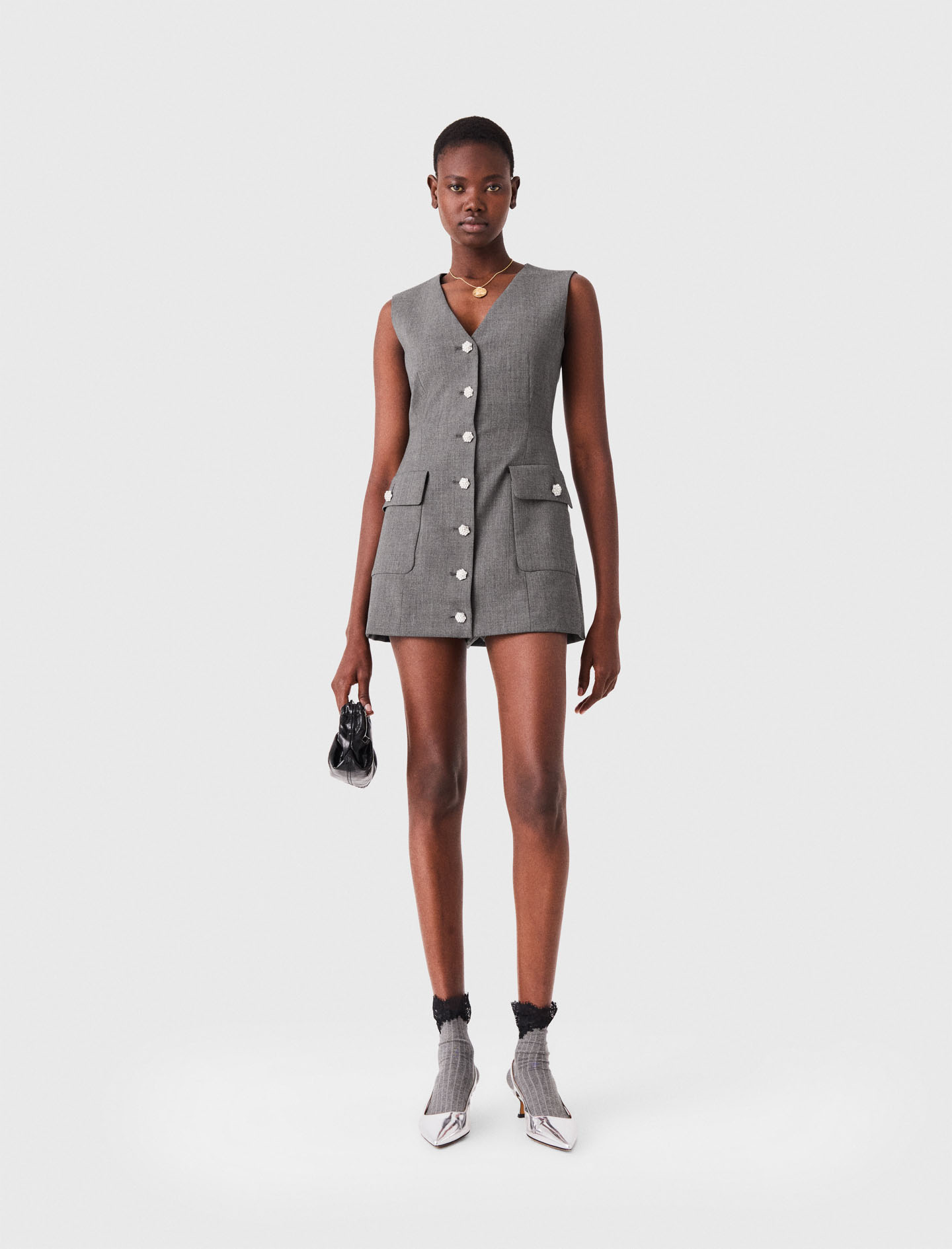 Mono Sastre Con Botones Joya - Gris - Talla 38 - Maje