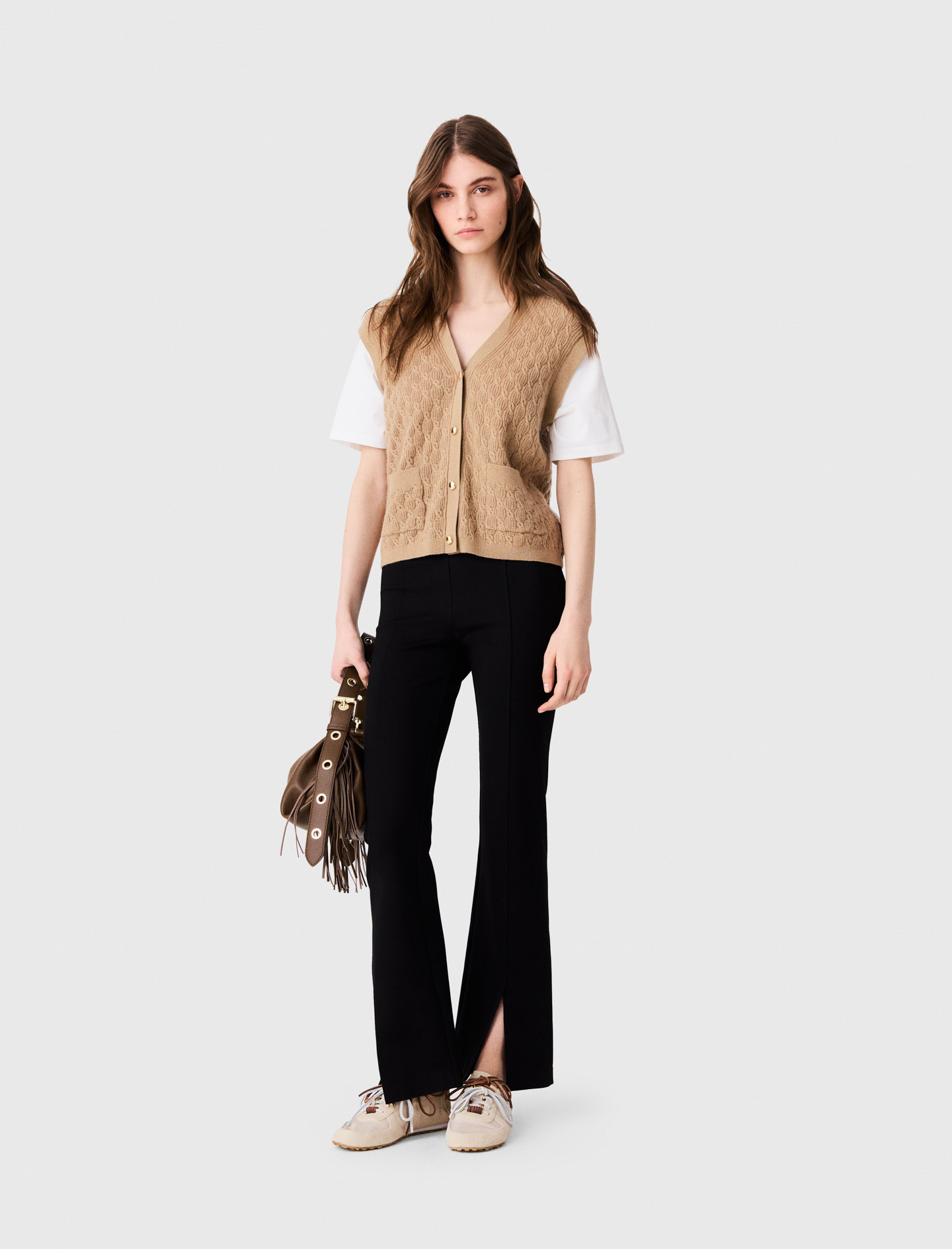 Pantalones Con Abertura - Negro - Talla 38 - Maje