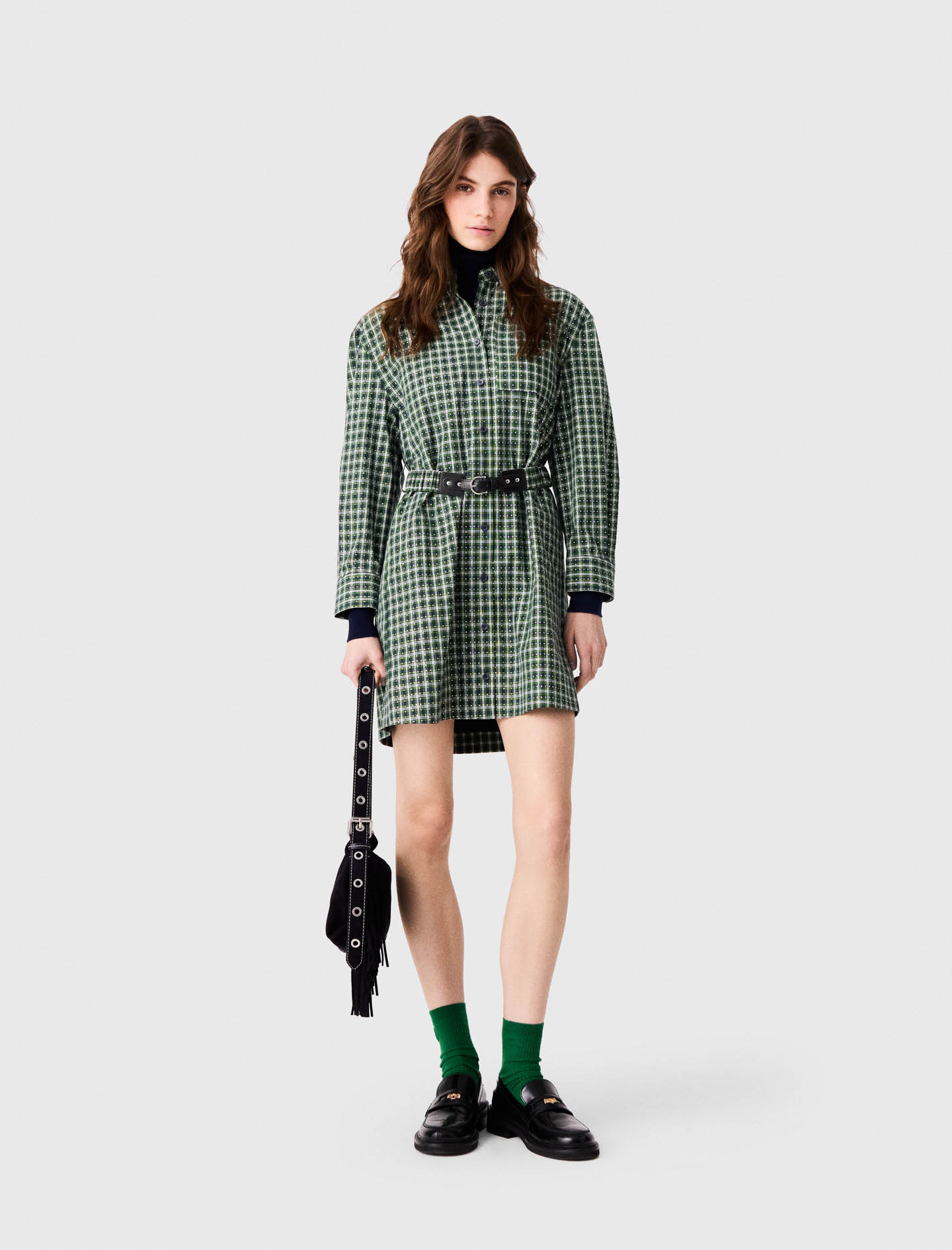 Vestido Camisero Corto Con Strass - Verde - Talla 38 - Maje