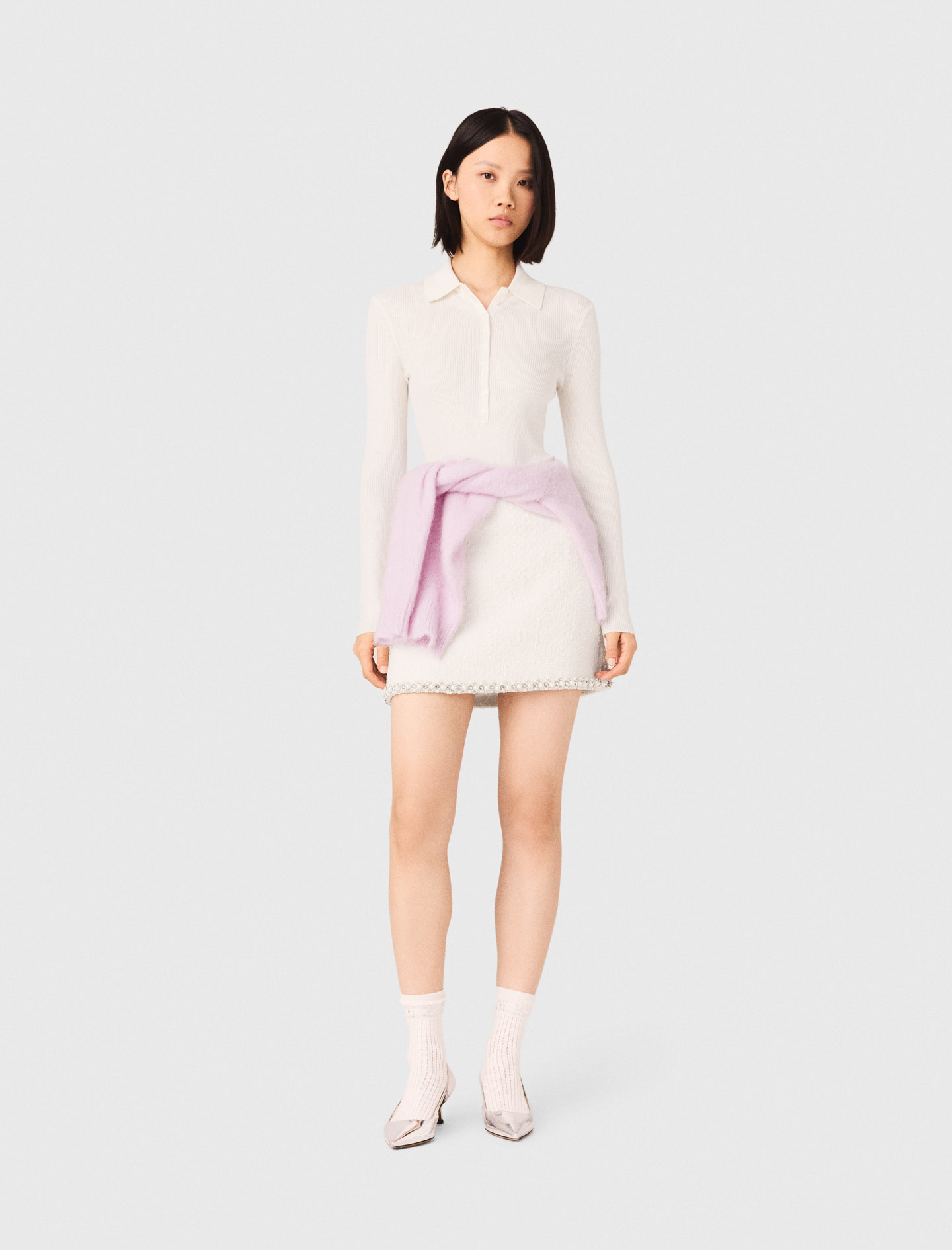 Jersey De Canalé Con Cuello De Polo - Crudo - Talla 2 - Maje