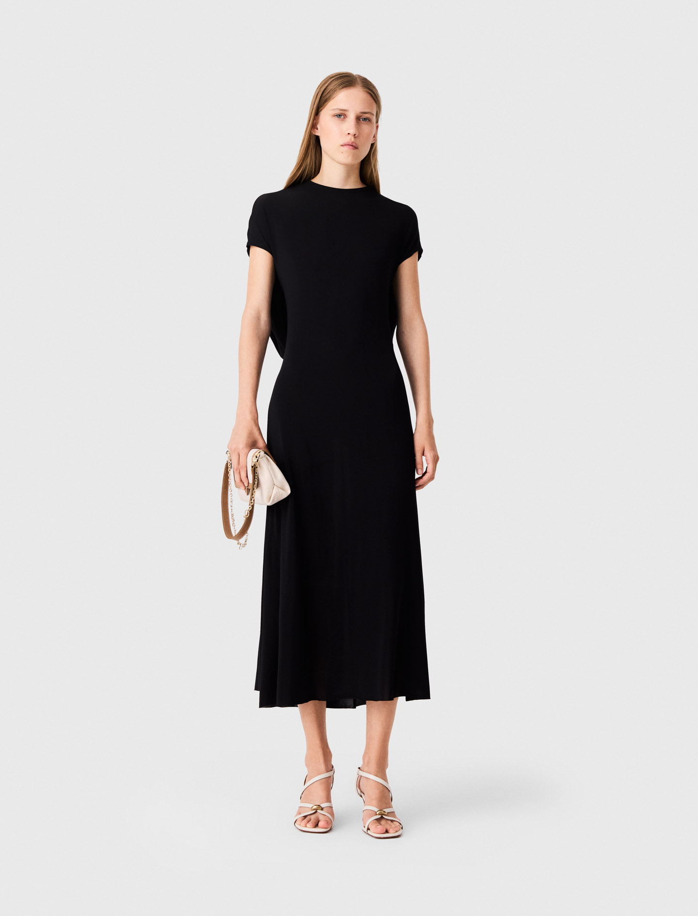 Vestido Largo Con Espalda Drapeada - Negro - Talla 38 - Maje