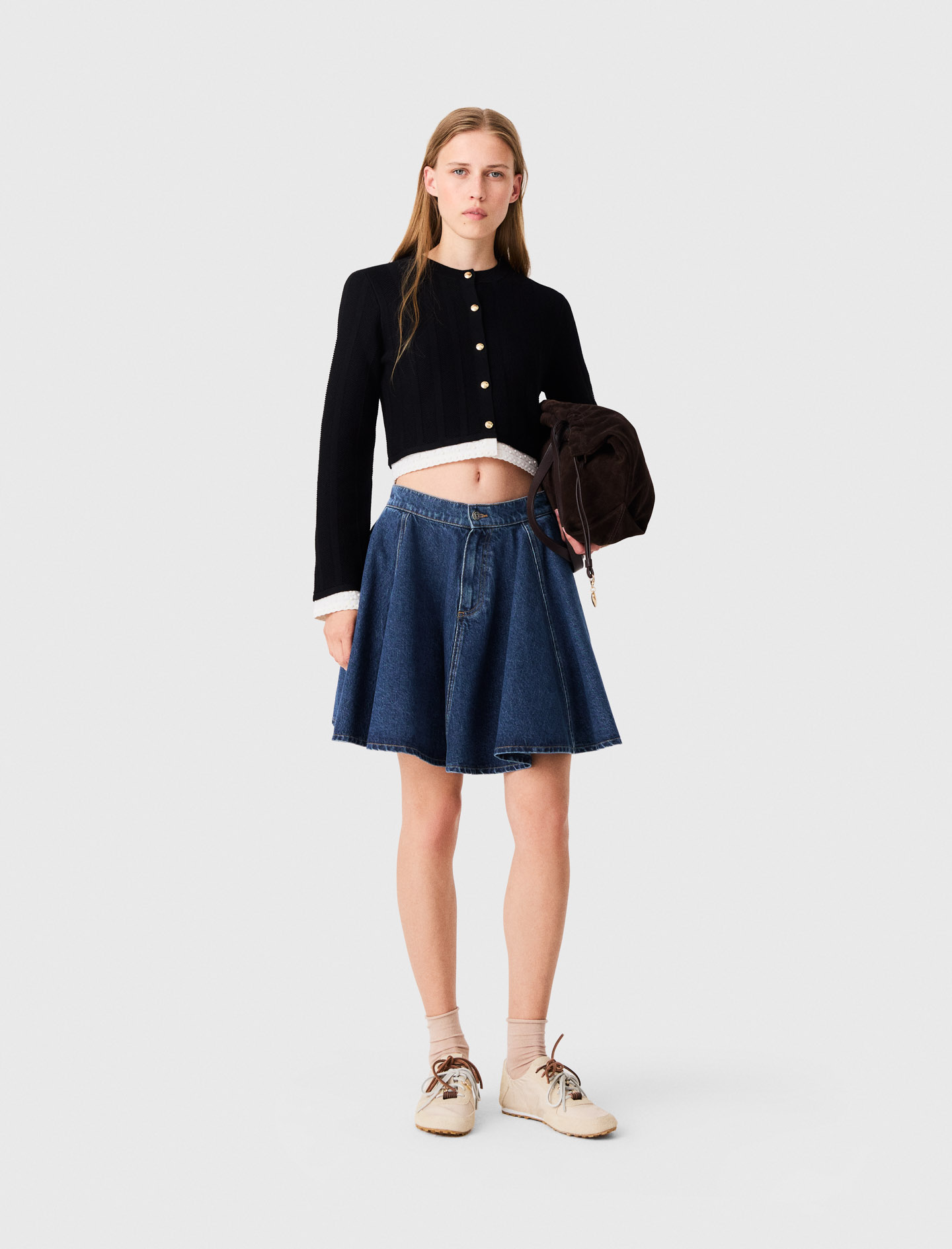 Cárdigan Con Banda Contrastada - Negro - Talla 2 - Maje
