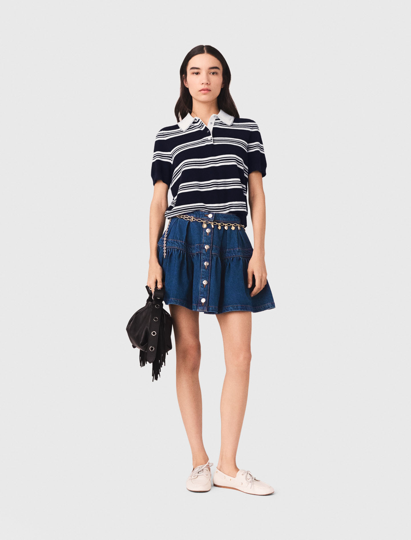 Falda Corta En Denim - Azul - Talla 36 - Maje