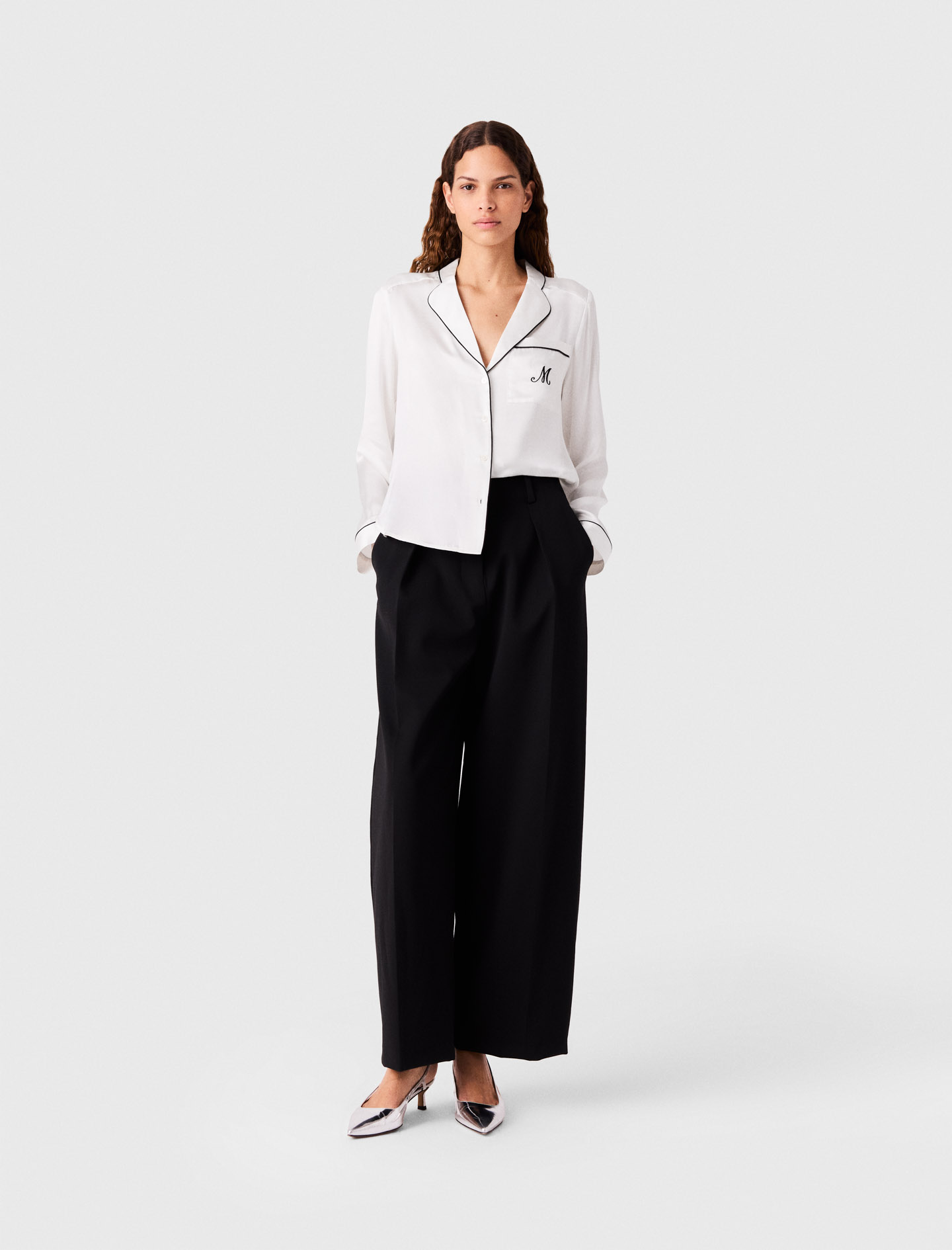Camisa De Seda Bordada - Crudo - Talla 3 - Maje