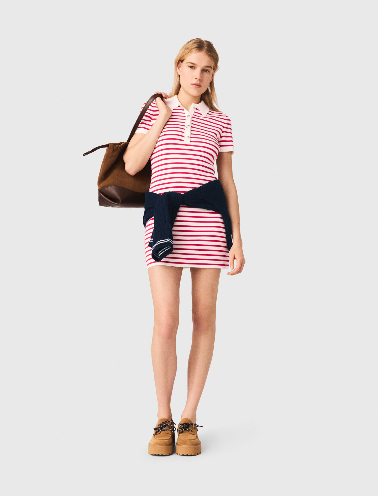 Vestido Polo A Rayas - Rojo - Talla 42 - Maje