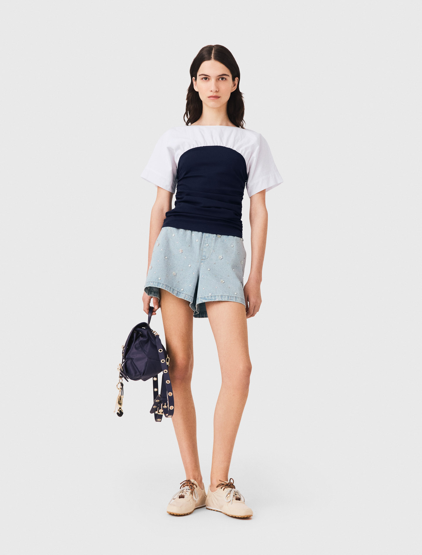 Top De Punto Plisado - Blanc/marine - Talla 3 - Maje