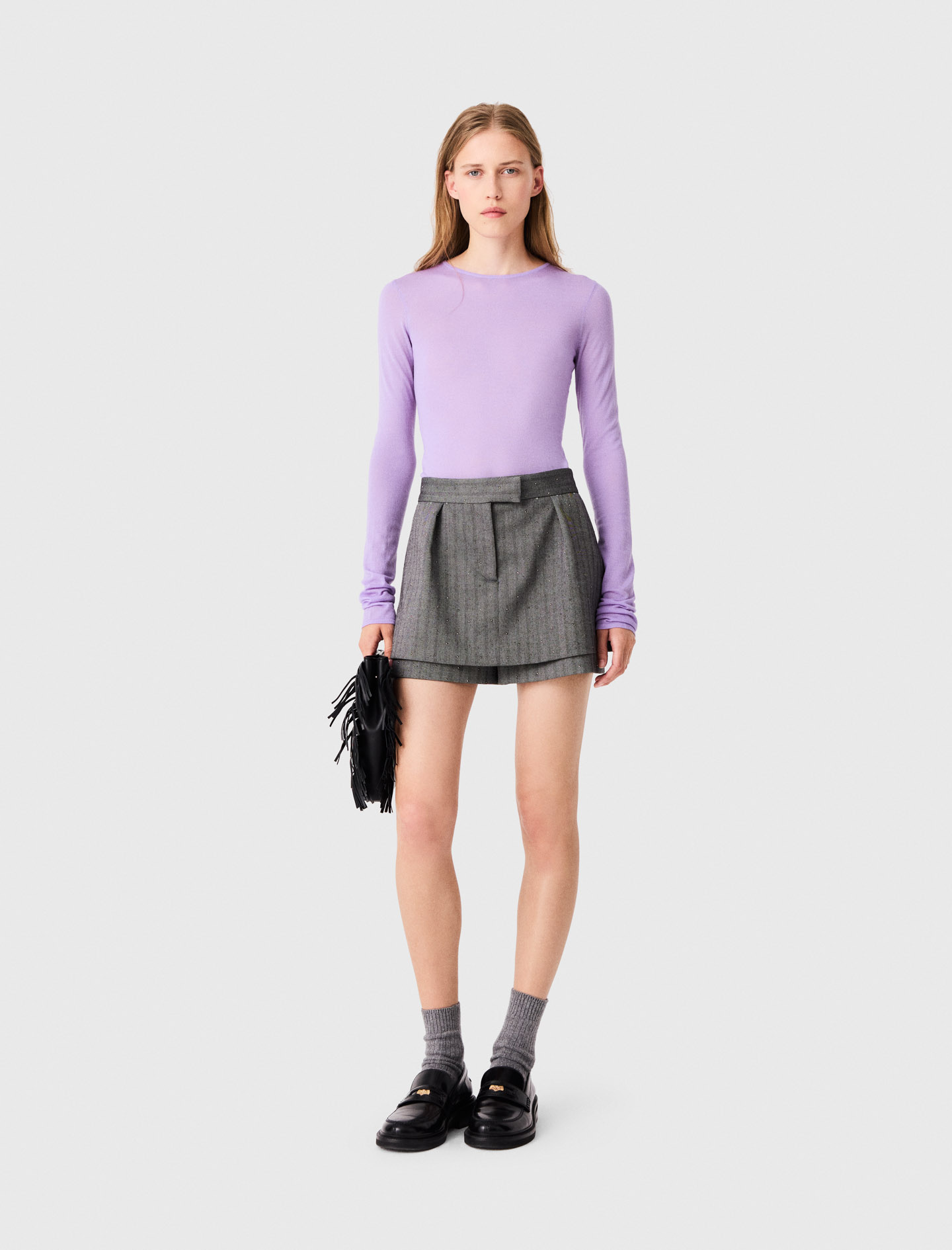 Short Sastre Trampantojo Strass - Gris - Talla 36 - Maje
