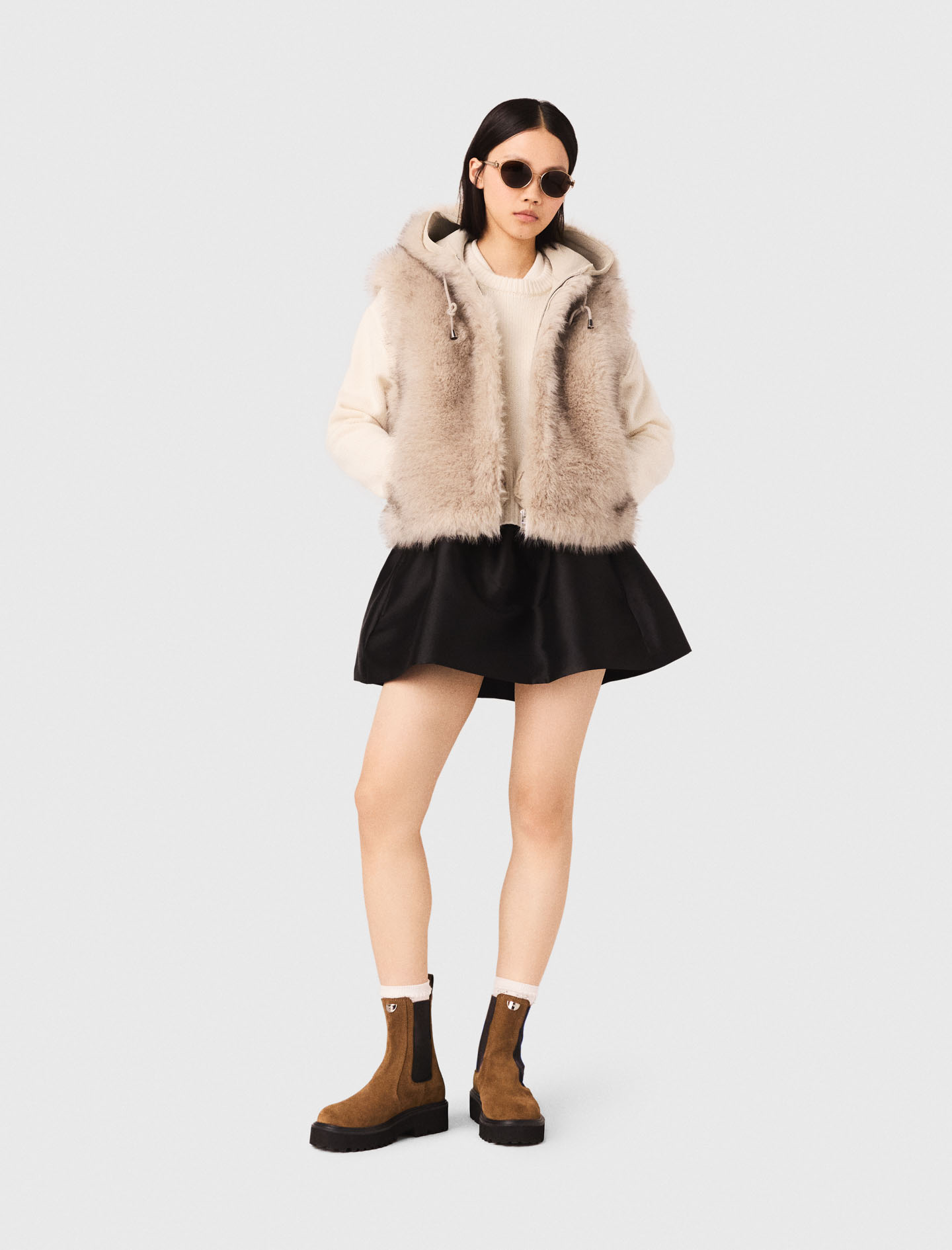Cazadora Corta De Piel Sintética - Beige - Talla 40 - Maje