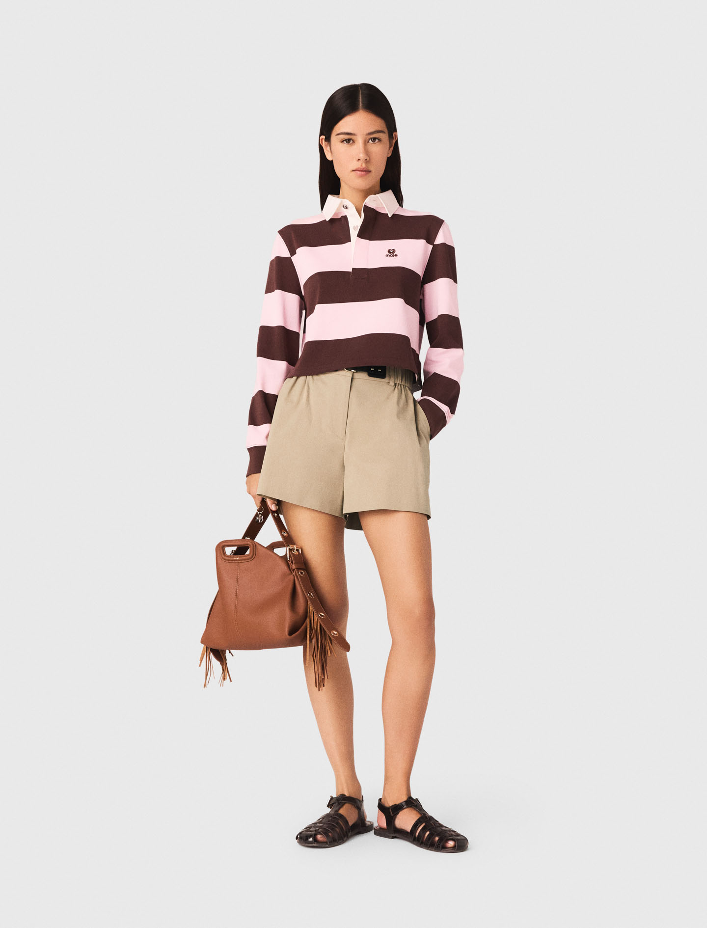 Sudadera Polo A Rayas - Marron/rose - Talla 0 - Maje
