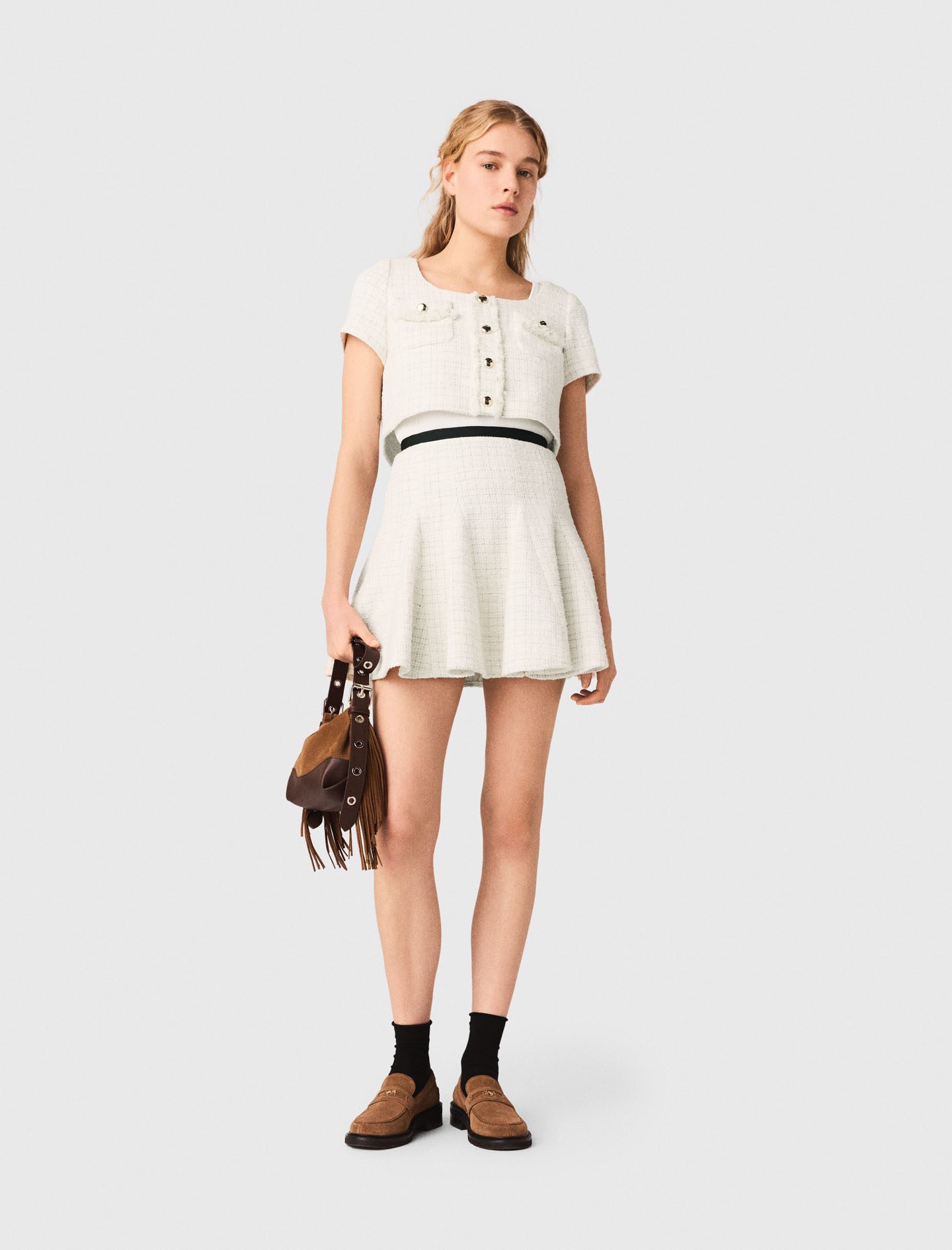 Vestido 2 En 1 De Tweed - Crudo - Talla 34 - Maje