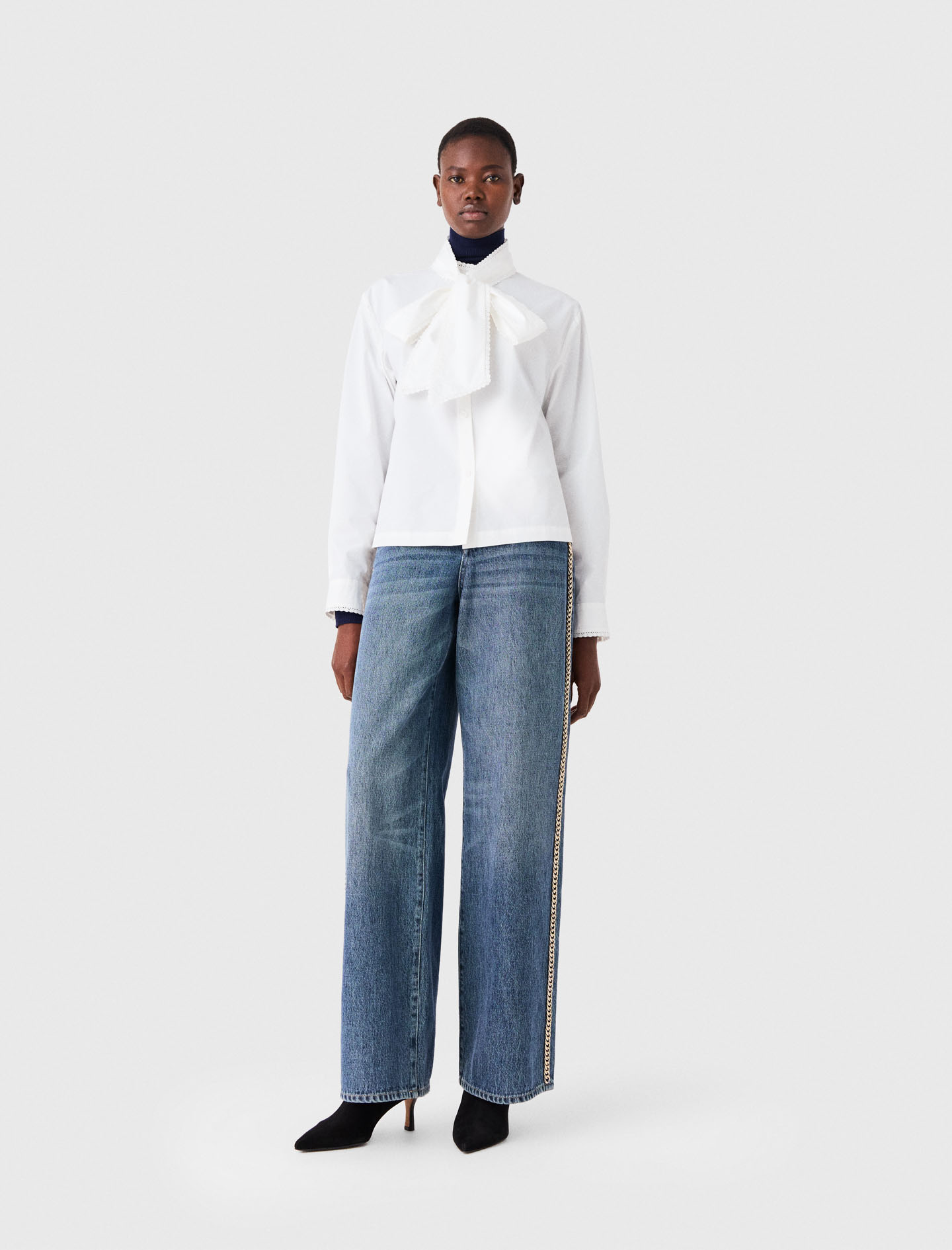 Camisa Con Lazo Desmontable - Blanco - Talla 0 - Maje