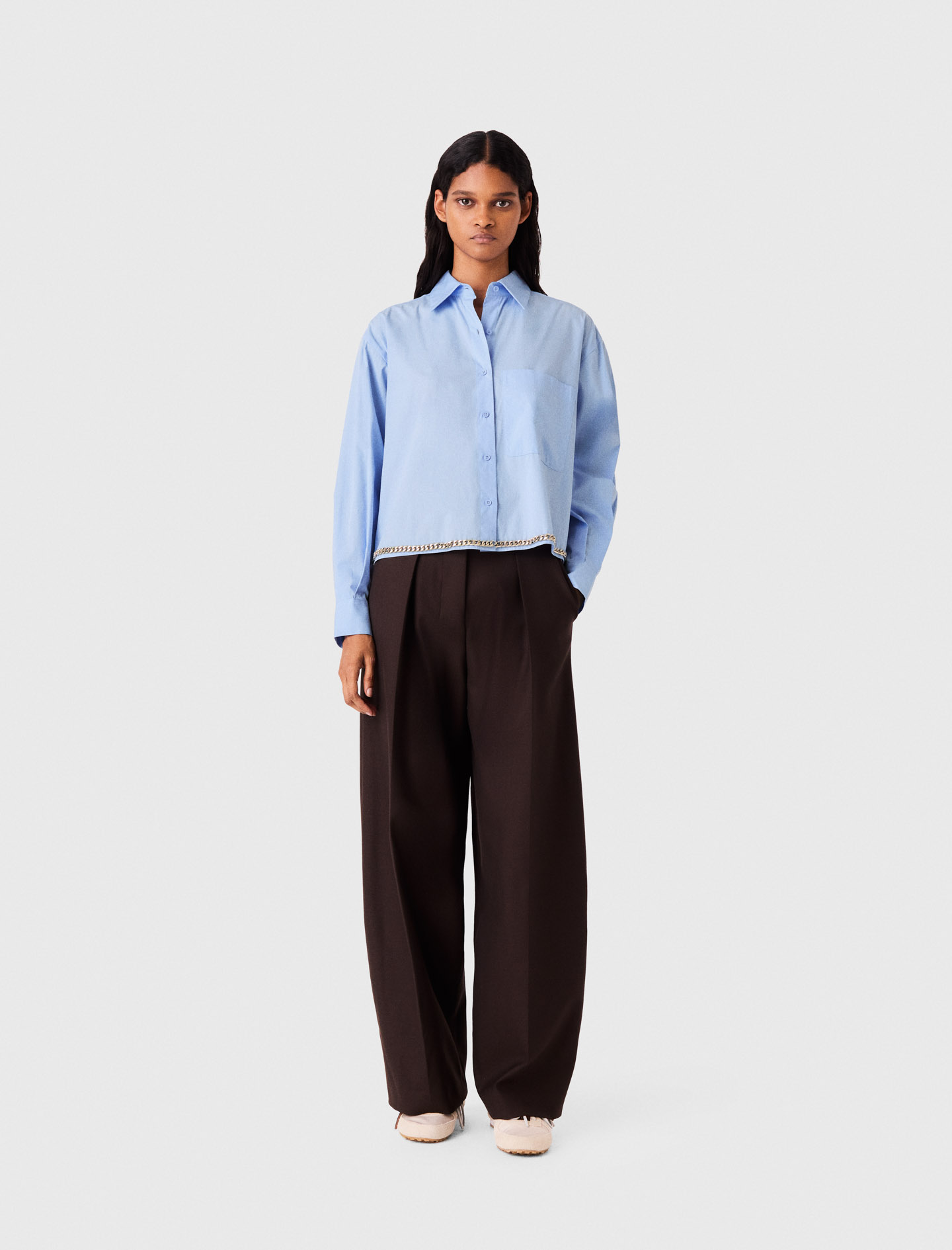 Camisa Corta Con Galón De Cadena - Azul Claro - Talla 3 - Maje