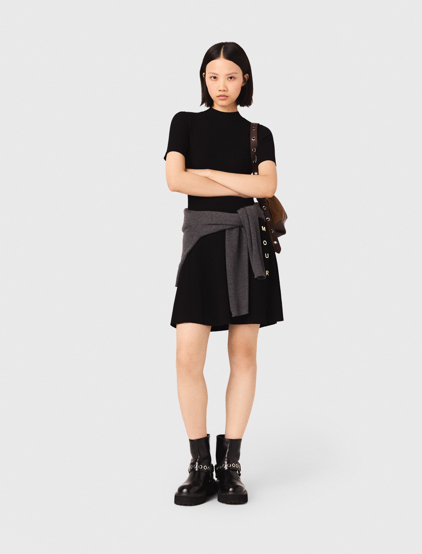 Vestido Corto De Punto Con Botones - Negro - Talla 34 - Maje