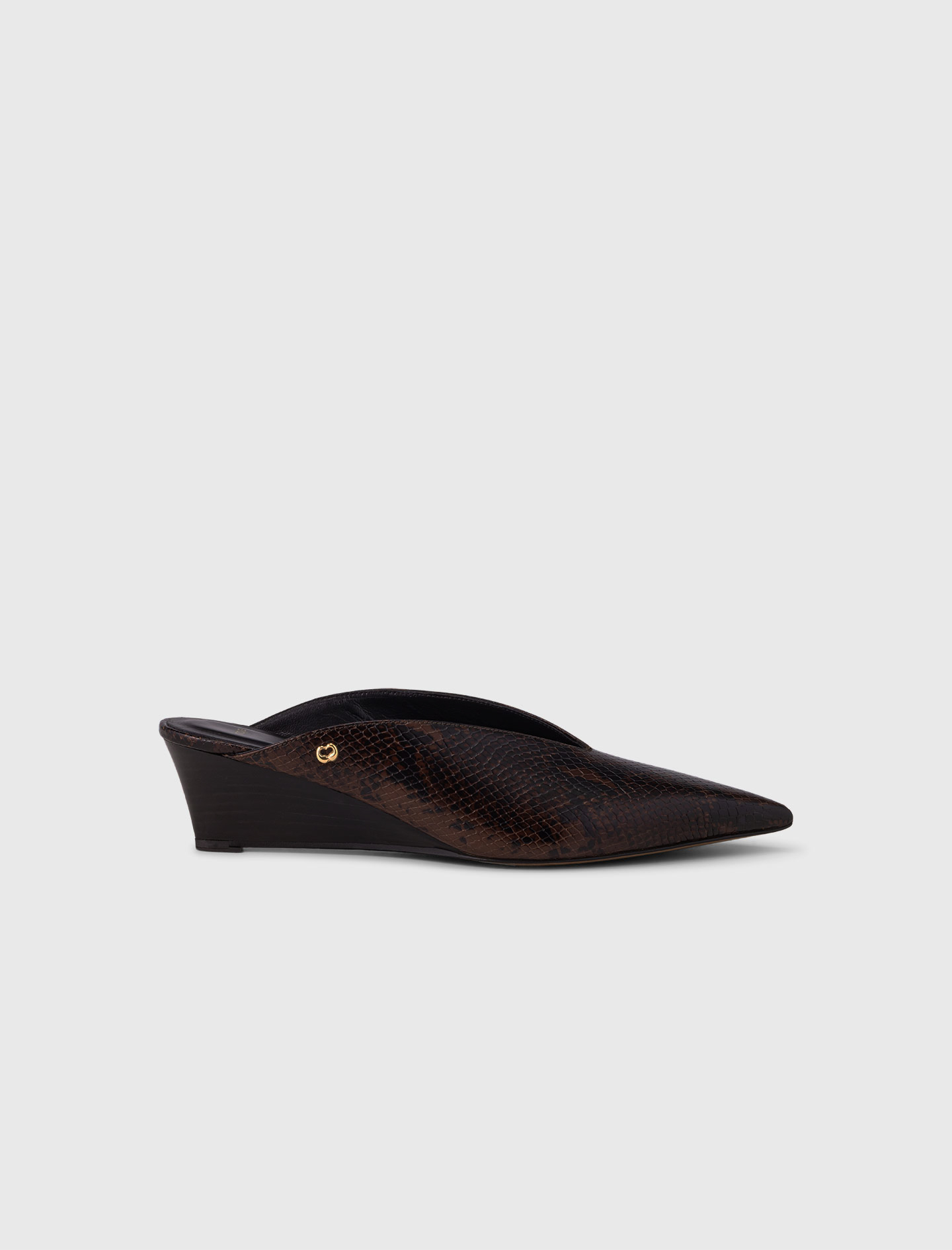 Mules De Cuña De Piel Grabada - Imprime Serpent Marron - Talla 41 - Maje