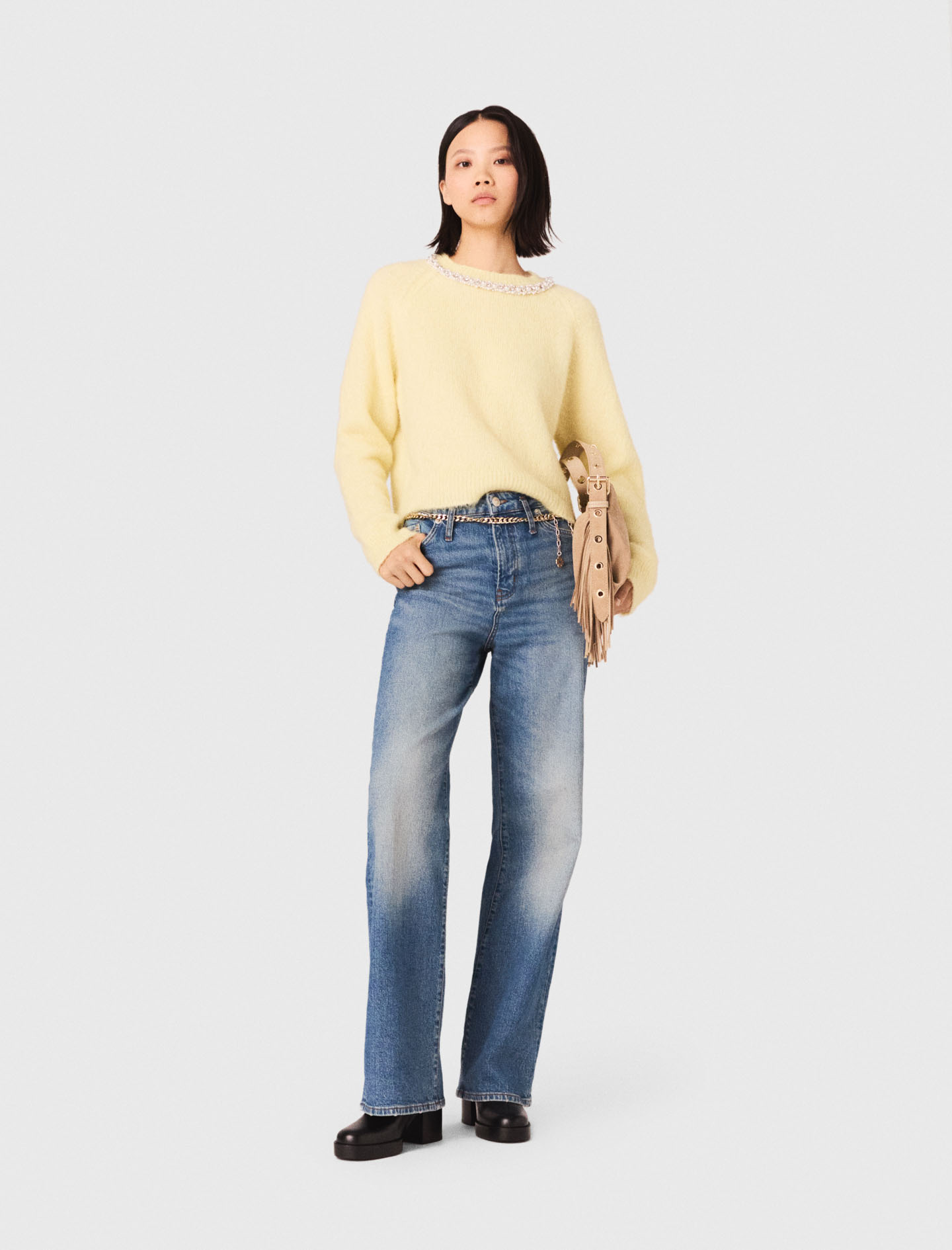 Vaquero Con Cinturón De Eslabones - Azul - Talla 40 - Maje