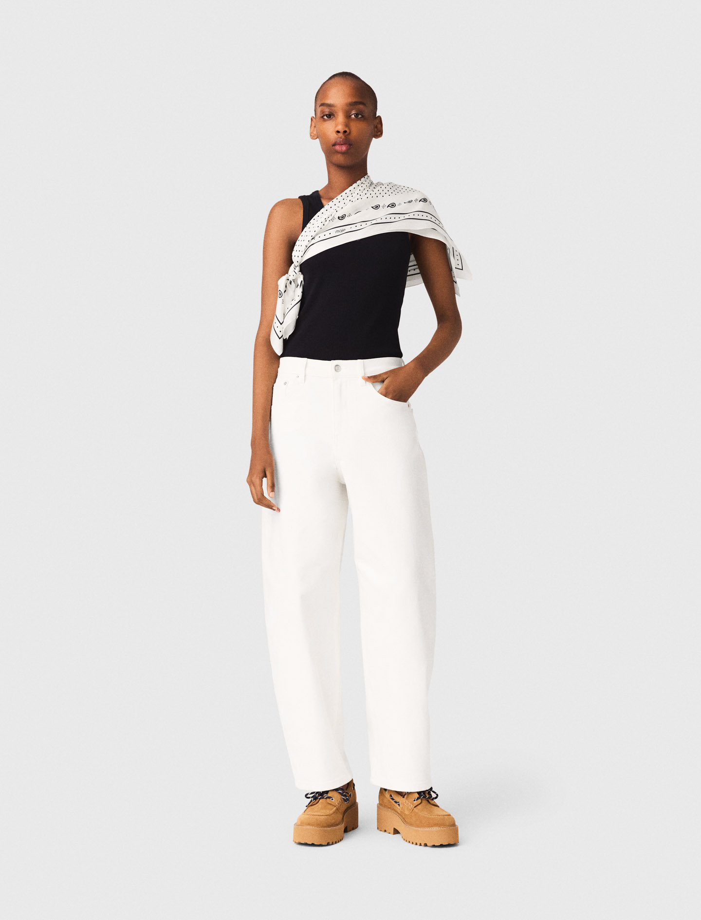 Vaquero Globo - Blanco - Talla 38 - Maje